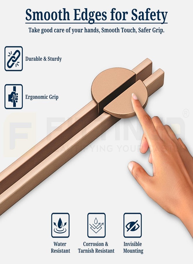FITTINGO Polo 93 cm Aluminum Wardrobe Handle/Rose Gold TT Finish/900mm Hole to Hole/Large Wardrobe Door Handle/Modern Interior for Home/Handle for Wardrobe - Pack of 2(Left & Right) - Image 4